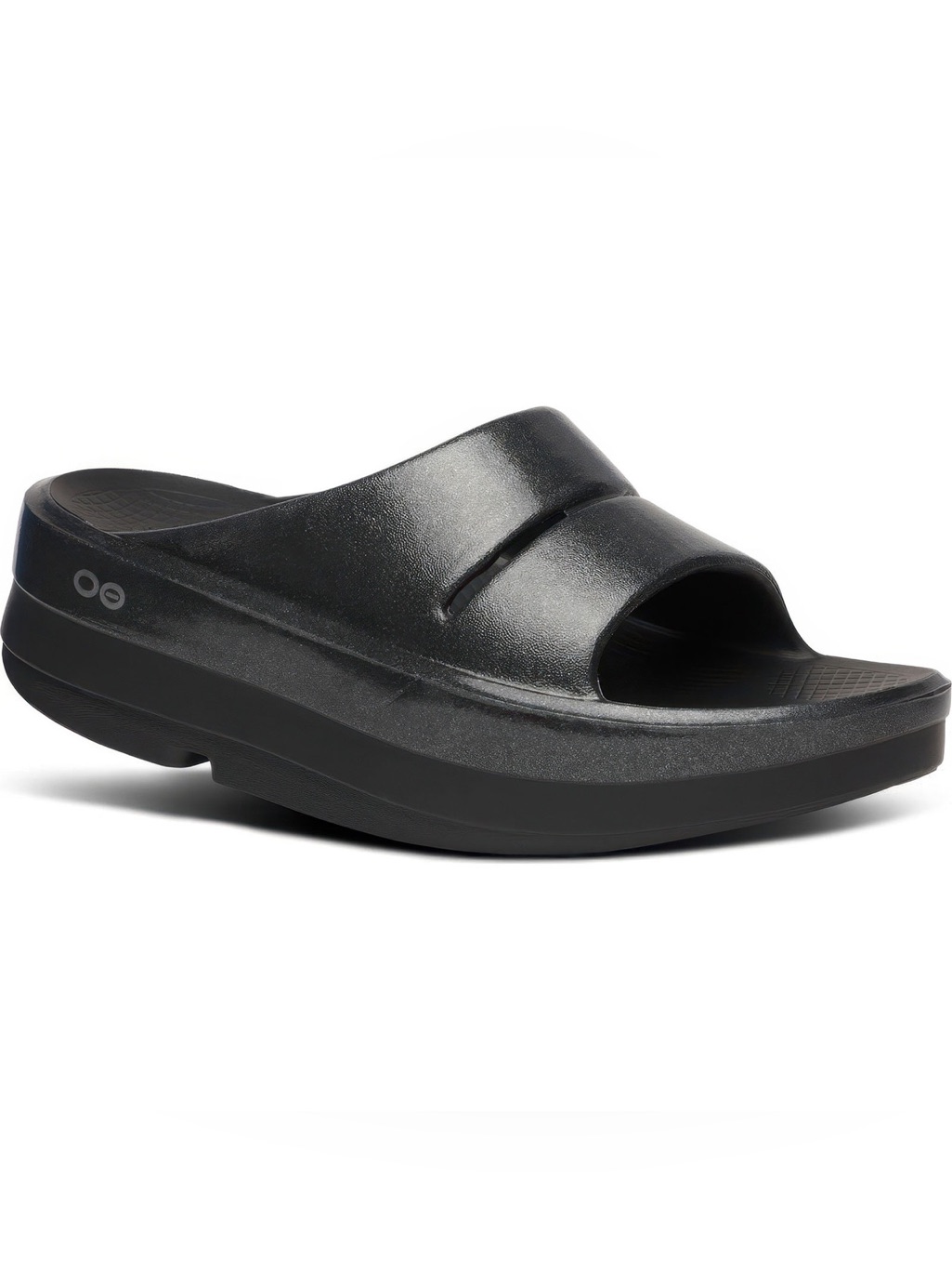 Oofos Women's Oomega Ooahh Luxe Slide - Glitter Black